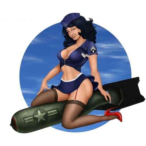 Beautiful Air Force Brunette Pin Up Girl Car Decals Waterproof Personality Stickers
