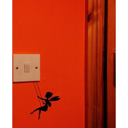 KUCADA Elf girl switch sticker home decor mural art decal DIY wall sticker kids room diy WP1377