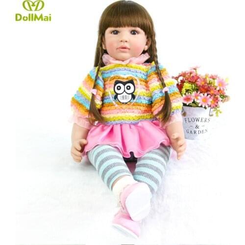 60 CM Bebe Reborn Toddler Doll Toy Lifelike 24 inch Vinyl Long Hair Princess girl Babies Alive Dress Up children Birthday Gift
