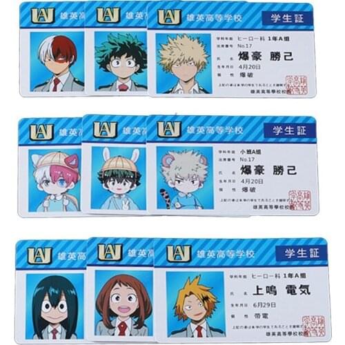 Hot 1PCS Cosplay Anime Peripheral My Hero Academia PVC Student ID Card School Food Card Gift Men For Women
