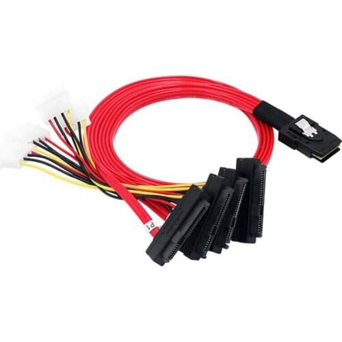 Mini SAS SFF-8087 to SFF-8482 with 4 Pin Power Cable, Server SATA Cable X4 SAS Cable