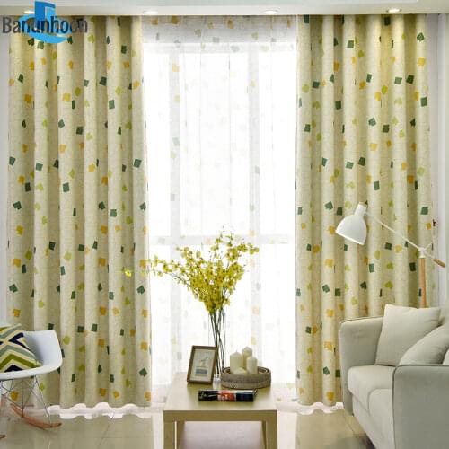 Top Fashion Pastoral Printed Diamonds Curtains For Children Bedroom Fabric For Living Room Decorative Drapes