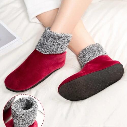 Mens Soft Sole Slippers suede socks slipper boots fluffy slipper slides household Warm home male shoes for winter