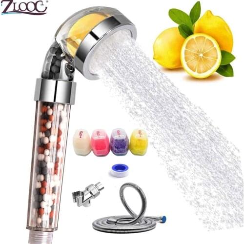 Zloog Bathroom Ionic Mineral Beads Shower Head with Vitamin C Shower Filter High Pressure Saving Water Handheld SPA Shower
