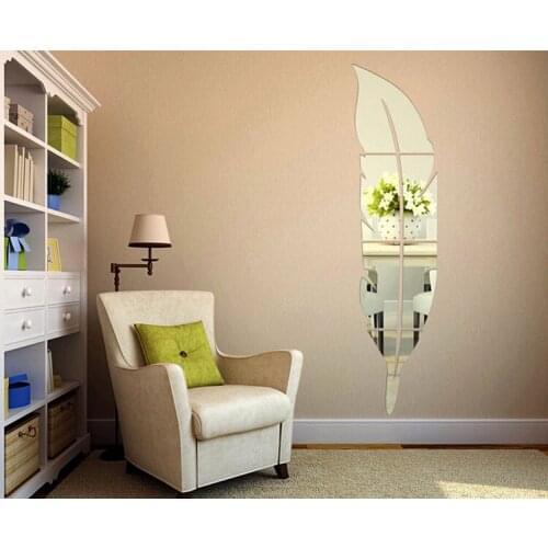 Bedroom Wall Paste Mirror Wall Paste Feather Fitting Mirror Paste 3D Acrylic Mirror Paste Porch Bathroom Decoration Modern