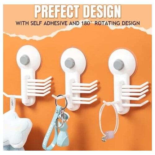 The New Seamless Paste 6 Branch Rotating Hook Hook Rack Kitchen Kitchen Bathroom Hanging Household Bathroom Accessories