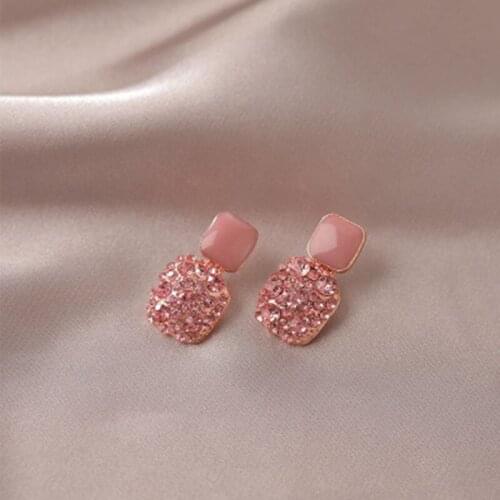 New 2020 Korean purple shiny crystal geometric Women Earrings contracted sweet lovely heart fine fashion Drop earrings Jewelry