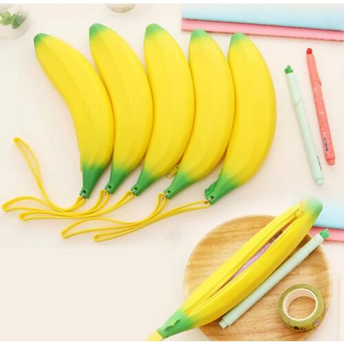 Novelty Banana Pencil Case Kawaii Pencil Bag Rubber Coin Purse Estuches School Supplies Stationery