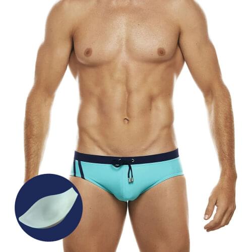 New Fashion Solid Color Swimsuit Men Beach Sports Swimming Trunks Swimming Trunks With Push Pad 3D Three-dimensional Cup Bikini
