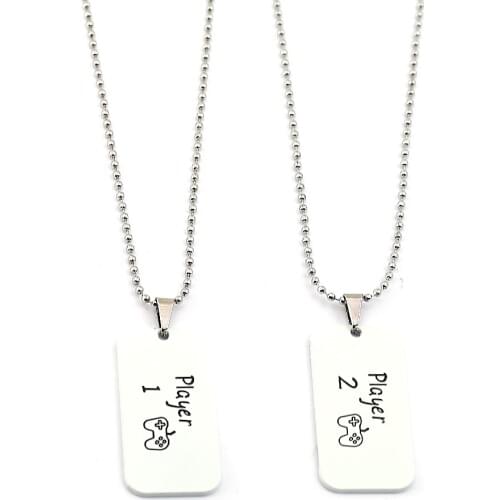 Player 1 Player 2 Couples Necklace Set PS Gift For Girlfriend Boyfriend Gamer Video Game Couples Necklaces
