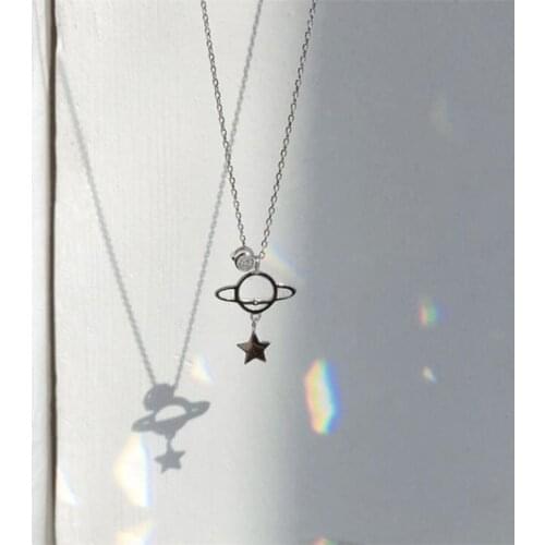 Season Gate 925 Sterling Silver Clavicle Chain Planet Star Personality Necklace for women SN031