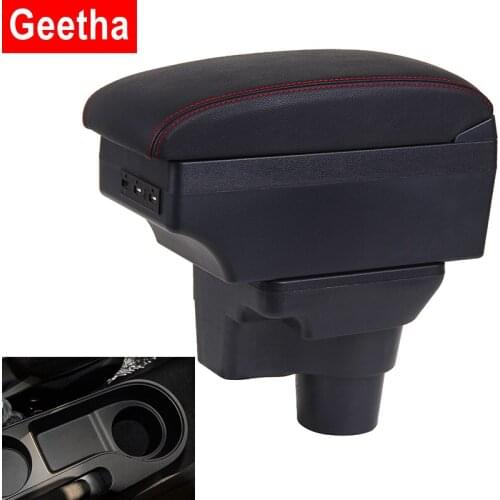 For Hyundai Solaris Armrest Modification Accessories Storage Box Car Accessories Interior USB PU Leather Dual Layer Large Space