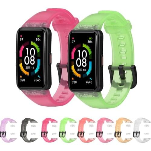 Sport Straps For Huawei Band 6 Honor Band 6 Smart Watch Band Clear Transparent Replacement Wristband Bracelet for Huawei band 6