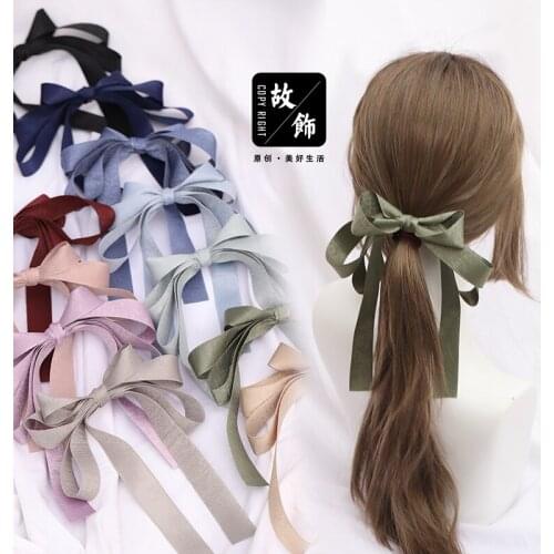 Ribbon bow ribbon manual headdress hair hairpin pure color hair bands daily rope