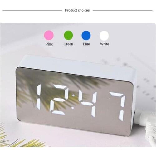 LED Multifunctional Mirror Clock Table Desktop USB Decor Night Snooze Display Light Digital Alarm Home LCD 5v/No Batte T3R3