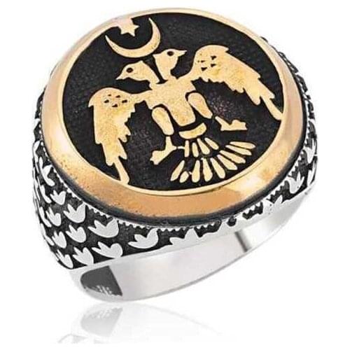 Tevuli 925 Sterling Silver Double-Headed Eagle Men 'S Ring