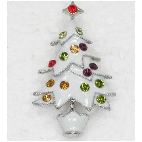 Colorful Rhinestone Christmas tree Pin brooches C423 E