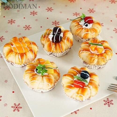 1set Artificial Cake Simulation food magnetic refrigerator paste round powder cake set home decoration display window display