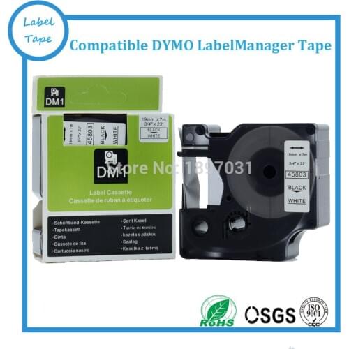15 pcs 45803, 19mm black on white dymo label tape