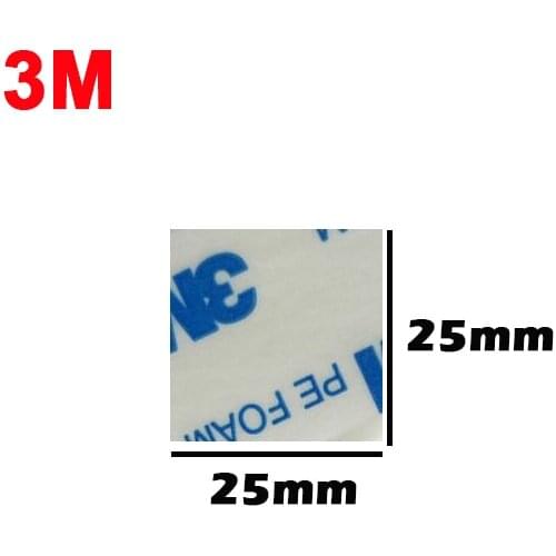 2000 pcs/lot 3M 1600T PE Foam Double Sided Adhesive Tape 1mm Thick White Foam Gasket, Square 25mm*25mm