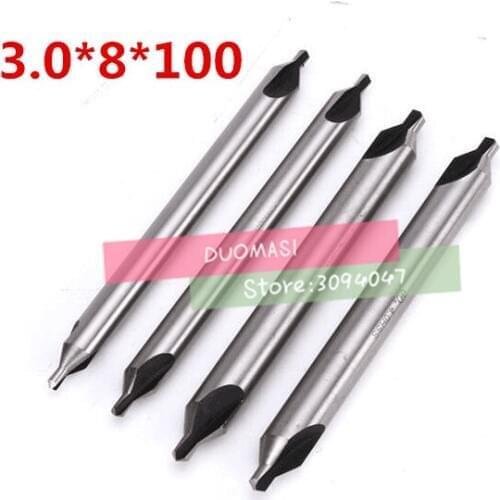 3.0*8*100mm 5pcs/set 8 mm petiole 60 degrees High quality HSS Long center drill Pilot drill Free shipping