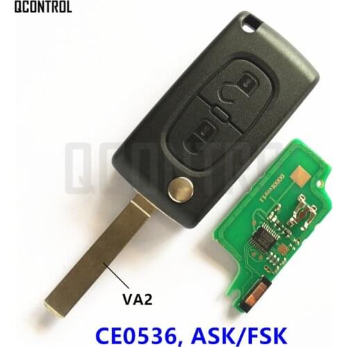 QCONTROL Car Remote Key 433MHz Fits for PEUGEOT 207 208 307 308 408 Partner ID46 (CE0536 ASK/FSK, 2 Buttons VA2)