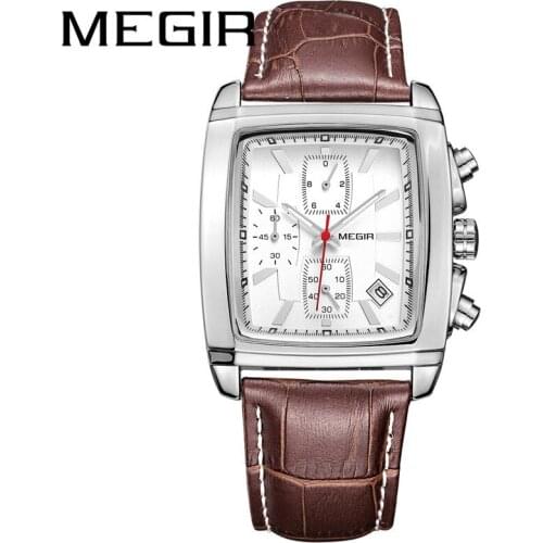 MEGIR Watch Men Waterproof Chronograph Military Male Clock Top Brand Luxury Genuine Leather Business Man Sport Wristwatch 2028