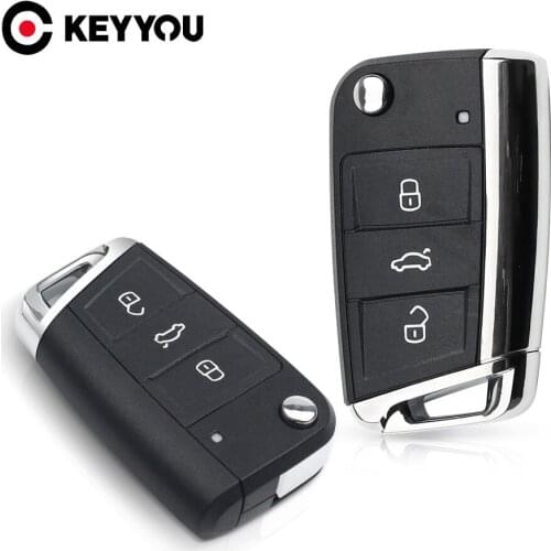 KEYYOU 3 button Flip Remote Car Key Shell Case For Volkswagen Skoda Octavia A7 VW Golf 7 MK7 Seat Leon Passat Beetle Polo Bora
