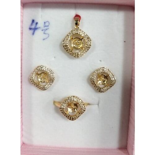DIY Pendant Ring and Earrings Jewelry Set Base Mountings Settings Findings Jewelry Settings Parts for Pearls Beads Stones