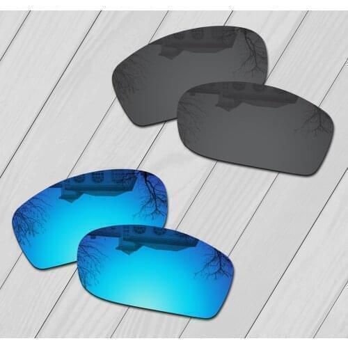 E.O.S 2 Pairs Black & Ice Blue Polarized Replacement Lenses for Oakley Jawbone Sunglasses