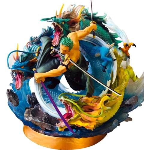 One Pieces GK Action Figure KO BP Studio Zoro Three Sword Style Dragon Anime Figma Model 40cm Oversize Statue Collection Toy