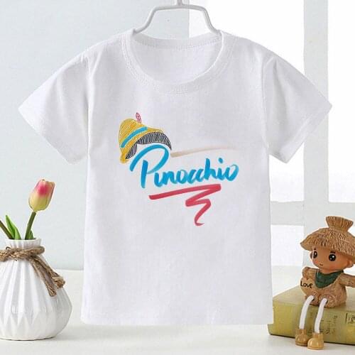 Baby Girl Boy Harajuku Aesthetic Pinocchio Prints Children Tshirt Unisex T-shirt Kawaii Brothers and Sisters Kids Tops