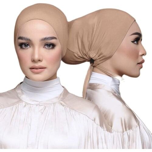 16 Colors Plain Elasticity Muslim Inner Caps Underscarf Modal Cotton Hijabs Islamic Head Wear Hat Bonnet Solid Muslim Headcover