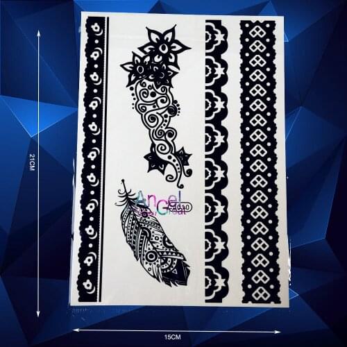 Hot Peacock Feather Designs Temporary Tattoo Body Art Party Tattoo Stickers ABJ010 Sexy Tatoo Black Lace Legs Bracelet
