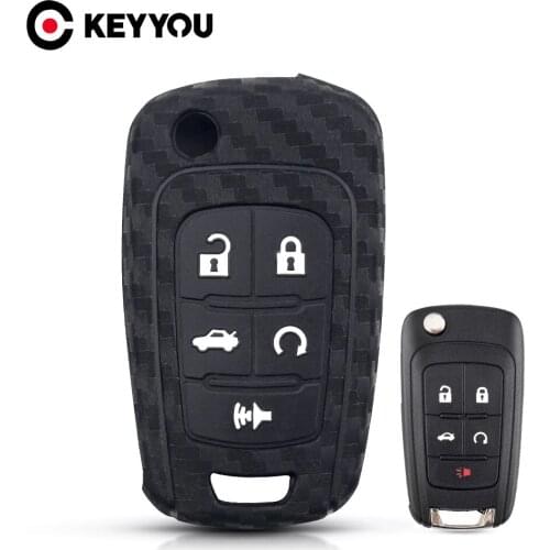 KEYYOU 5 Button Carbon Silicone Car Key Case For Chevrolet Cruze Epica Lova Camaro For VAUXHALL OPEL Insignia Astra Fob Cover