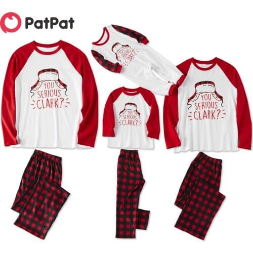 PatPat Family Look Party Pajama Sets Letter Positioning Print Matching Pajamas Mosaic Christmas Family Clark Plaid Pajamas Set