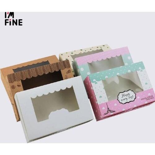 Kraft paper window box Paper cake box with pvc window,Handmade Soap/ Dolls/ Toys/ Cupcake pink packaging box with window