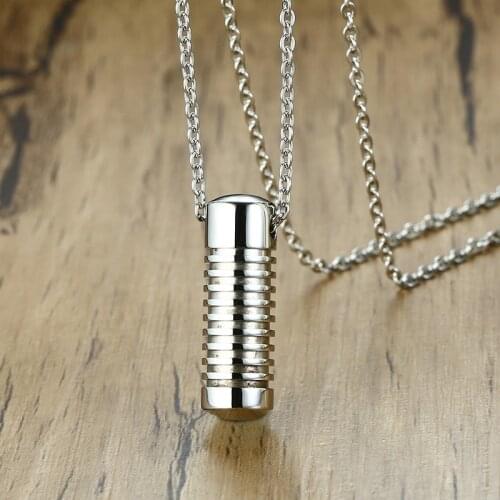 Stainless Steel Ashes Pendant Screws Shape Memorial Urn Necklace For Men Sliver Color Cremation Choker Jewelry