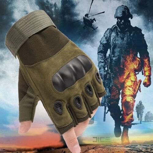 Multifunction Army Mens Tactical Gloves Outdoor Sports Half Finger Military Combat Anti-Slip Carbon Fiber Shell Tactical Gloves