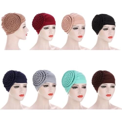 Fashion Solid Color Turban Hat Muslim Hijabs Cancer Chemo Head Wrap Braid Hijab Caps Inner Bonnet Ready To Wear Beanies Skullies