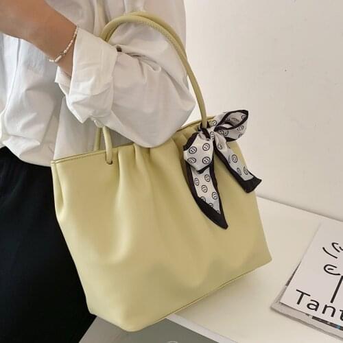Fashion Fold women handbag large capacity Silk Scarf Ladies Axillary bags PU Leather Shoulder Bags Brand design lady big totes