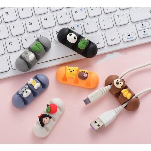 Cartoon Cable Protector Desktop Route Data Cable Storage Tabs Charger Fixed Wire Clip Earphone Office Management Organizer Wire