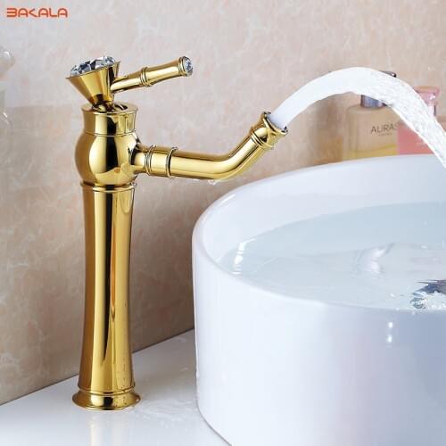 Newly Grilled White Paint Golden Polished Faucets Bathroom Basin Sink Mixer Tap Faucet Hot and cold water Tall &Short