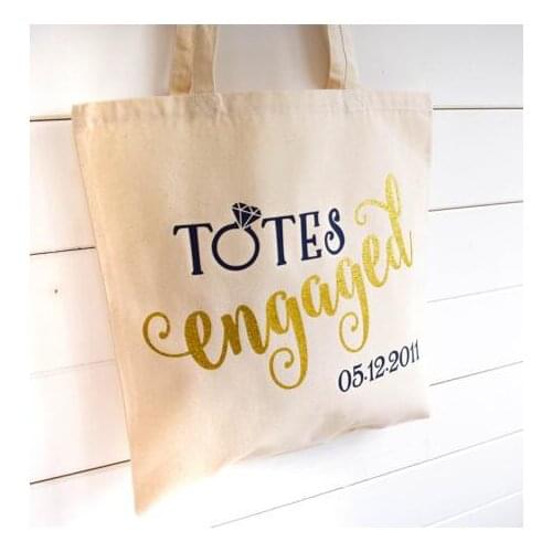 Personalized date Engagement wedding tote bags hen Party gift keepsake Bags Bachelorette bridal shower favors