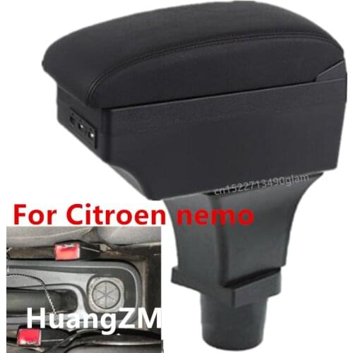 For Citroen nemo armrest box Center Storage box car accessories Interior with USB LED