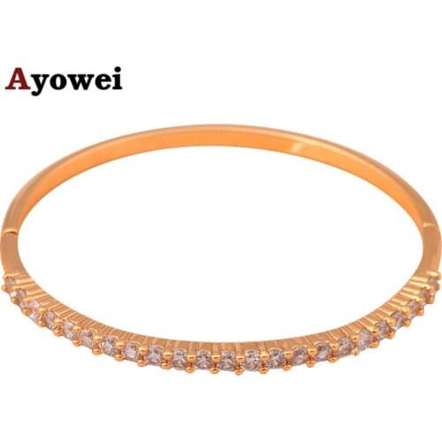 Popular Design! New arrival Hot selling Nobby White Crystal Zircon fashion jewelry Gold tone Bangles TB691A