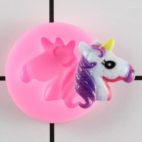 3D Unicorn Silicone Mold Baby Birthday Cake Border Fondant Cake Decorating Tools Cookie Baking Chocolate Canndy Clay Resin Molds