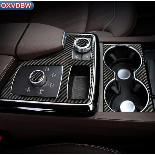 Carbon Fiber Central Control Multimedia Plane Stickers Trim Covers LHD RHD Car Styling For Mercedes GLE GLS M Class interior