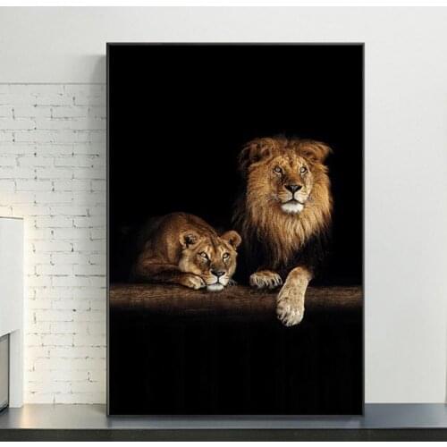 African Wild Animals Lion In The Dark Canvas Art Posters and Prints Family Canvas Paintings on The Wall Art Animals Pictures