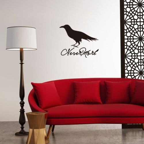 Crows bird never more vinyl wall decal home decor living room bedroom art wallpaper removable wall stickers